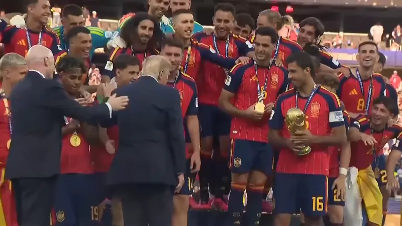Trump remained on podium after presenting World Cup trophy, British paper reports